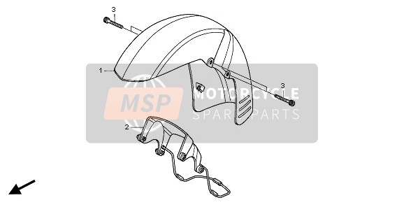 Honda VTX1300S 2006 Parafango anteriore per un 2006 Honda VTX1300S