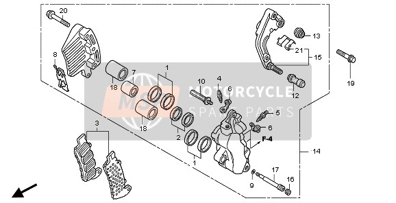 Honda VTX1800C1 2006 L. FRONT BRAKE CALIPER for a 2006 Honda VTX1800C1