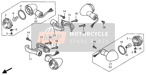 Honda VTX1800C1 2006 Indicator voor een 2006 Honda VTX1800C1