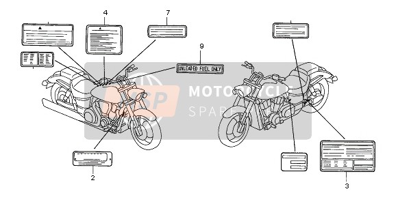 Honda VTX1800C1 2006 Waarschuwingsetiket voor een 2006 Honda VTX1800C1