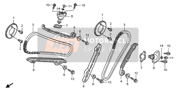 Honda XL125V 2006 STEUERKETTE & SPANNER für ein 2006 Honda XL125V