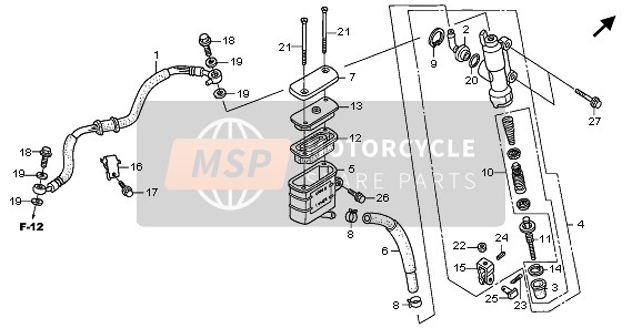 Honda XL125V 2006 RR. Cilindro maestro del freno para un 2006 Honda XL125V