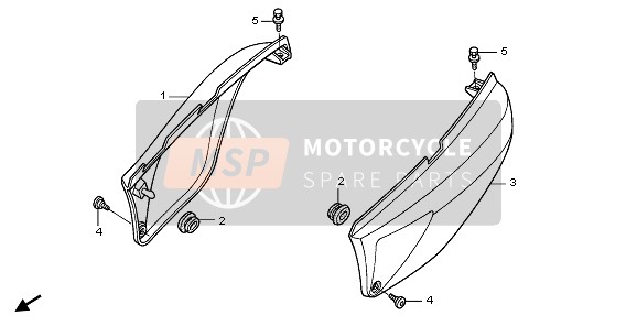 Honda XL125V 2006 Cubierta lateral para un 2006 Honda XL125V