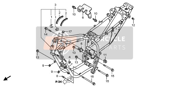 Honda XL125V 2006 Corpo del telaio per un 2006 Honda XL125V