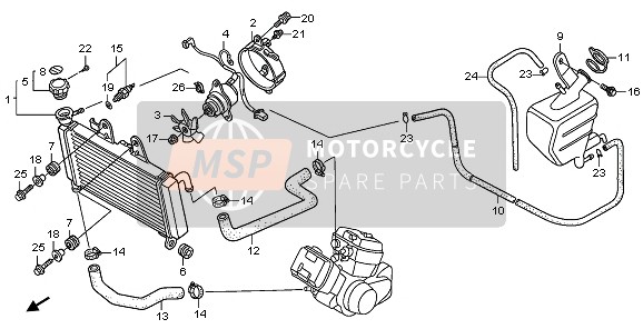 Honda XL125V 2006 Termosifone per un 2006 Honda XL125V