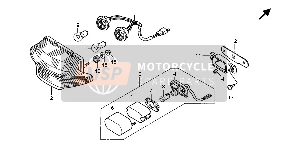 Honda XL1000VA 2006 Achterlicht voor een 2006 Honda XL1000VA