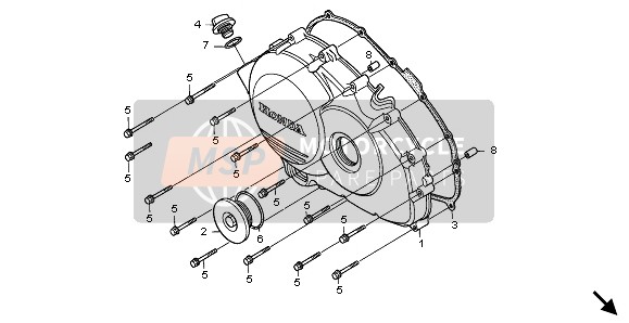 Honda RVF750R 1996 Couvercle de carter droit pour un 1996 Honda RVF750R