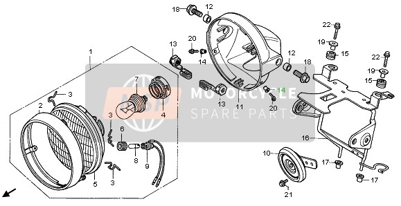 Honda CB250 1997 HEADLIGHT  for a 1997 Honda CB250