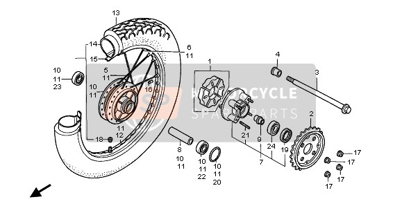 Honda CMX250C 1997 REAR WHEEL for a 1997 Honda CMX250C