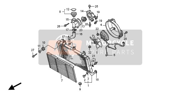 Honda ST1100A 2001 Radiator voor een 2001 Honda ST1100A