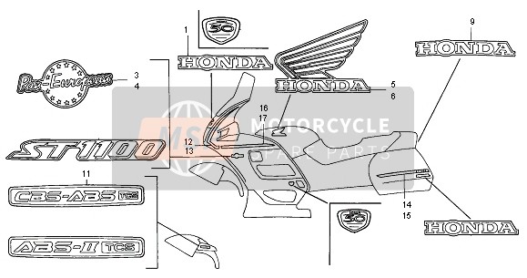 87601MAJG20ZB, Emblem, R. Upper Cowl *TYPE1 * (TYPE1 ), Honda, 0