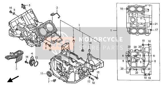 Honda ST1100 2001 Carter voor een 2001 Honda ST1100