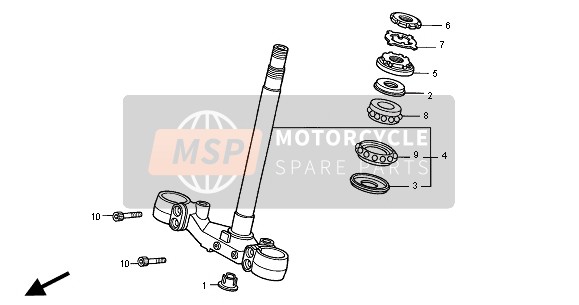 Honda ST1100 2001 Tige de direction pour un 2001 Honda ST1100