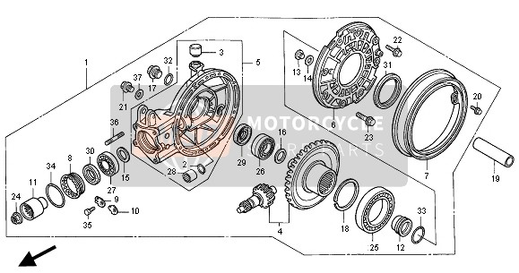 Honda ST1100 2001 Engranaje impulsado final para un 2001 Honda ST1100