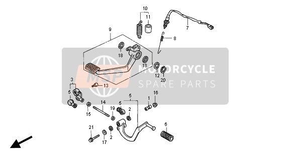 46500MT3010, Pedal Comp., Rr. Brake, Honda, 2