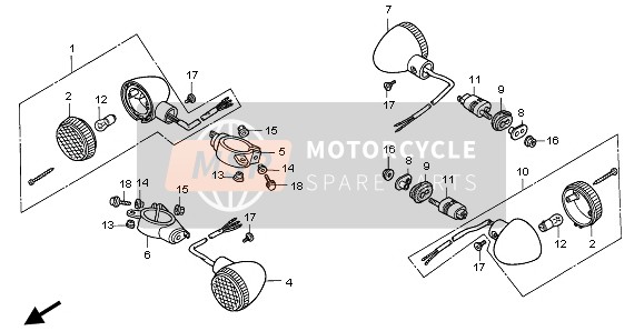 Honda CMX250C 1997 Indicator voor een 1997 Honda CMX250C