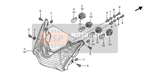 Honda ST1300A 2003 Luce di combinazione posteriore per un 2003 Honda ST1300A