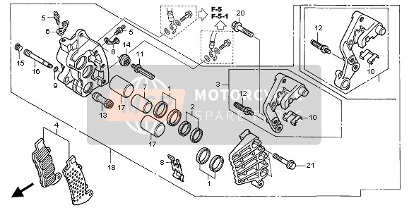 Honda ST1300 2003 R. Étrier de frein avant pour un 2003 Honda ST1300