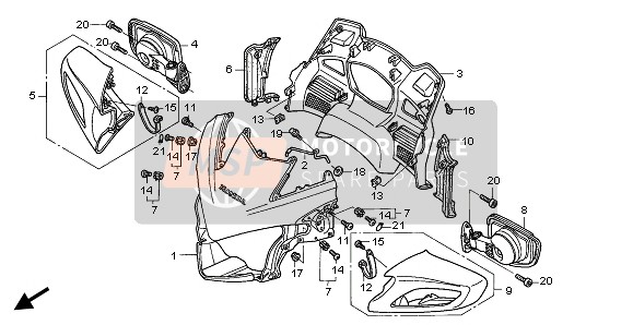 Honda ST1300 2003 UPPER COWL for a 2003 Honda ST1300