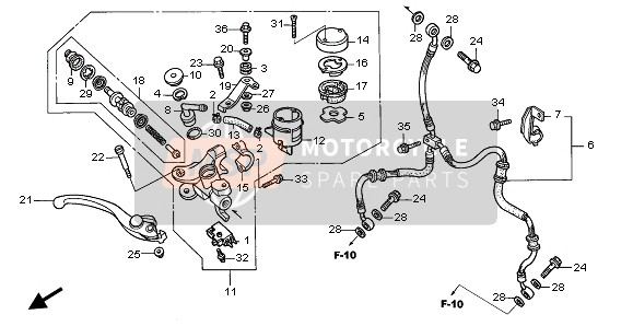 Honda VTR1000SP 2003 FR. BRAKE MASTER CYLINDER for a 2003 Honda VTR1000SP