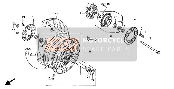 Honda VTR1000SP 2003 REAR WHEEL for a 2003 Honda VTR1000SP