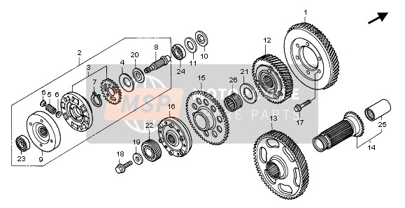 Honda GL1500A 1997 PRIMARY DRIVE GEAR for a 1997 Honda GL1500A