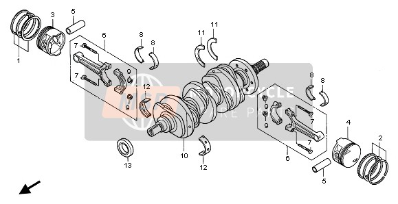 Honda GL1500A 1997 CRANKSHAFT & PISTON for a 1997 Honda GL1500A