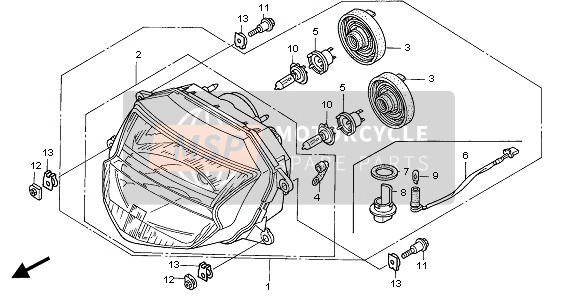 Honda CBR1100XX 2007 HEADLIGHT (UK) for a 2007 Honda CBR1100XX