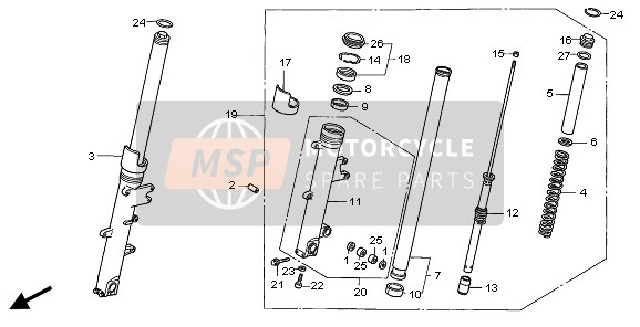 Honda CBR1100XX 2007 Forcella anteriore per un 2007 Honda CBR1100XX