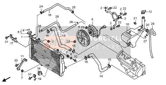 Honda CBR1100XX 2007 Radiator voor een 2007 Honda CBR1100XX