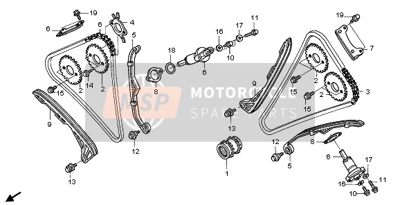 Honda ST1300A 2007 Cadena de leva & Tensor para un 2007 Honda ST1300A