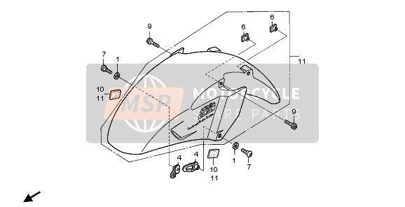 Honda ST1300A 2007 Parafango anteriore per un 2007 Honda ST1300A