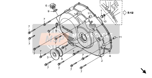 Honda VFR800 2007 RECHTE KURBELGEHÄUSEABDECKUNG für ein 2007 Honda VFR800