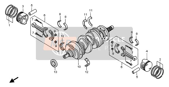 Honda GL1500C 1997 CRANKSHAFT & PISTON for a 1997 Honda GL1500C