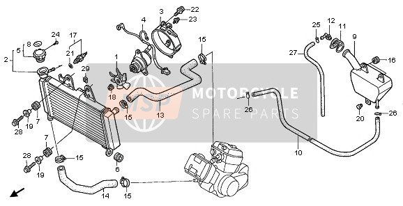 Honda VT125C 2007 RADIATOR for a 2007 Honda VT125C