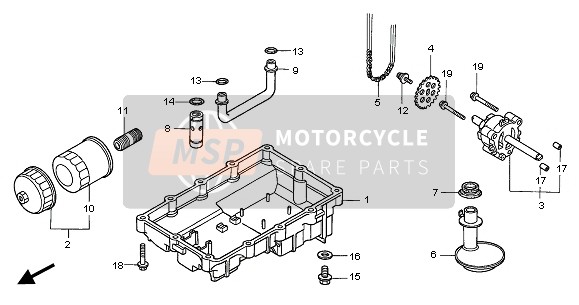 Honda CBF500 2008 OIL PAN & OIL PUMP for a 2008 Honda CBF500