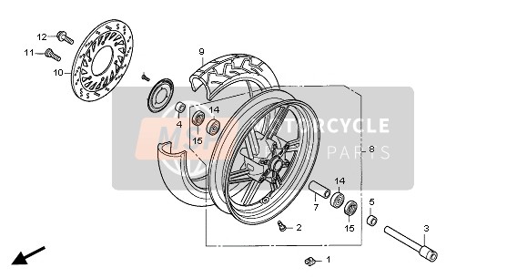 Honda CBF500 2008 FRONT WHEEL for a 2008 Honda CBF500