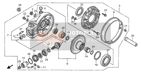 Honda GL1500C 1997 FINAL DRIVEN GEAR for a 1997 Honda GL1500C