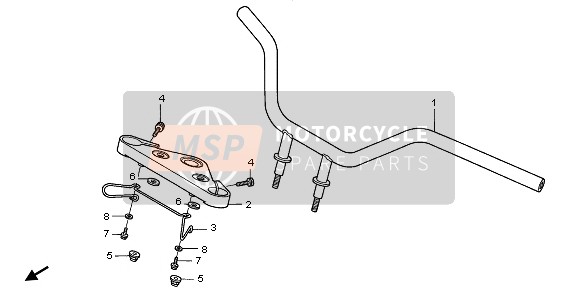 Honda VT125C 2008 Mango de tubo & Puente superior para un 2008 Honda VT125C