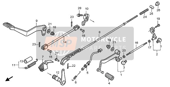 Honda VT125C 2008 Pédale pour un 2008 Honda VT125C