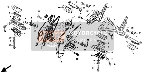 Honda CB500FA 2013 FUSSRASTE für ein 2013 Honda CB500FA