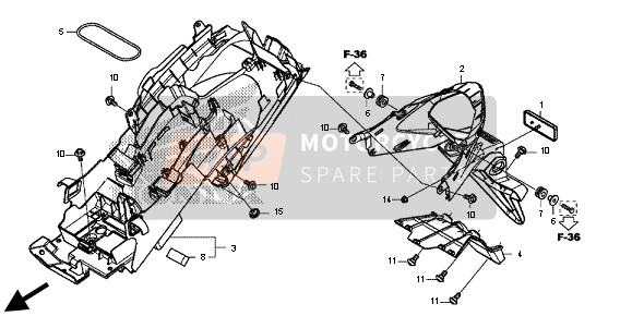 Honda CB500FA 2013 Guardabarros trasero para un 2013 Honda CB500FA