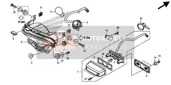 Honda CB500FA 2013 Fanale Posteriore per un 2013 Honda CB500FA