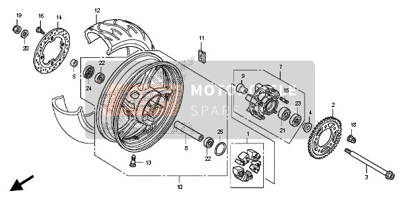 Honda CB600F 2013 REAR WHEEL for a 2013 Honda CB600F