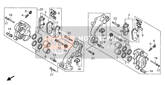 Honda GL1500SE 1997 FRONT BRAKE CALIPER for a 1997 Honda GL1500SE