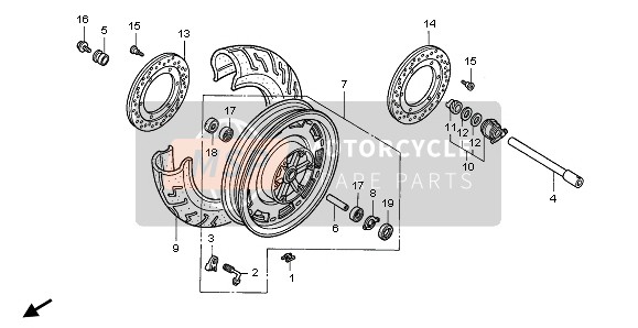 Honda GL1500SE 1997 Ruota anteriore per un 1997 Honda GL1500SE