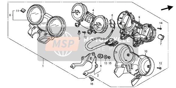 37200MGCE31, Meter Assy., Speed & Tacho (Kph/mph), Honda, 0