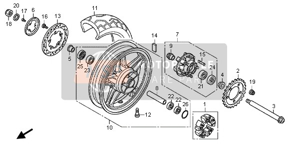 Honda CB1100A 2013 REAR WHEEL for a 2013 Honda CB1100A