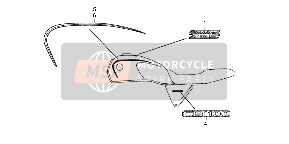 86173MGC920ZA, Stripe, R. Fuel Tank *TYPE1* (TYPE1 ), Honda, 0