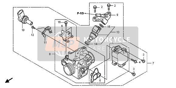 Honda CBF125M 2013 Cuerpo del acelerador para un 2013 Honda CBF125M